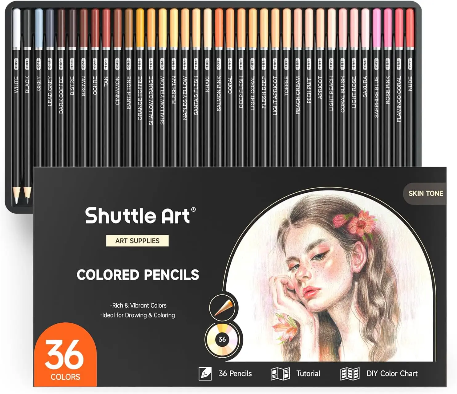 

36 Skin Tone Colored Pencils for Adult Coloring, Soft Core Art Pencils for Artists Beginners Drawing Sketching