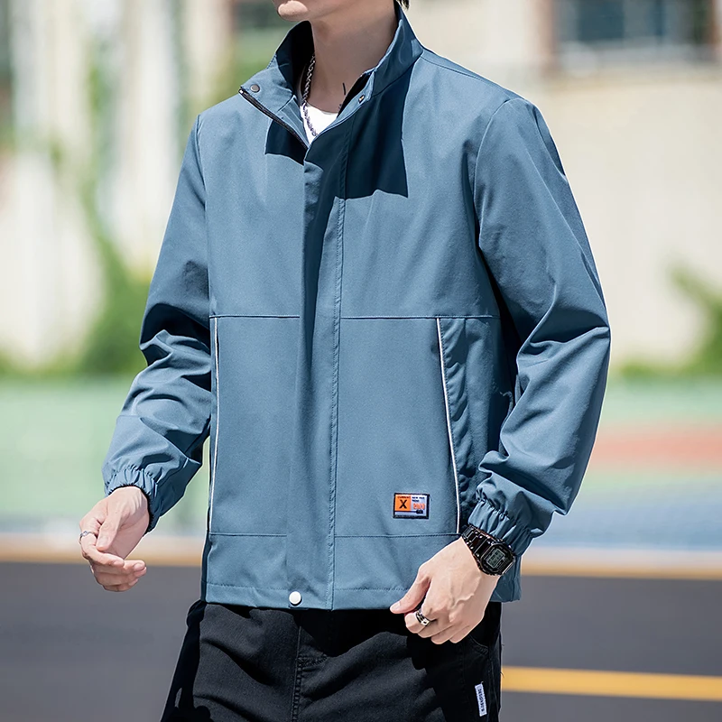 

Spring Autumn New Sle Men's Stand Collar Jaet Lightweight Casual Outerwear Faionable Top for Teenagers Stand Fit