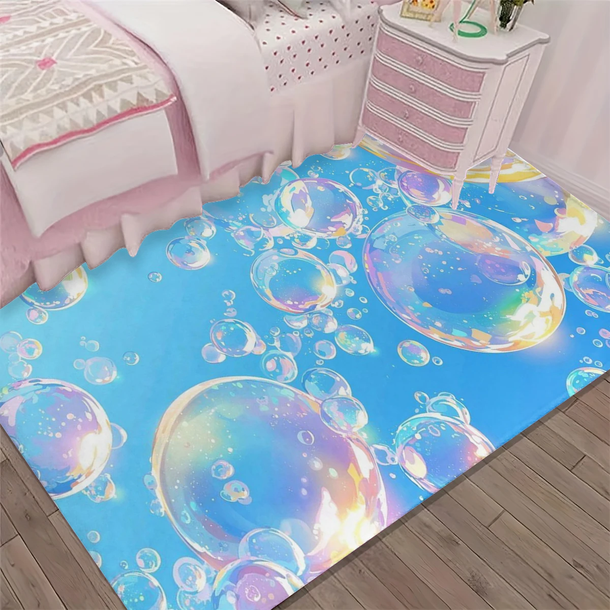 1Pc Carpet That Brings Romantic Melodies to Your Feet, with Music Notes, Butterflies, and Flowers, Anti-Slip Carpet for a Girly Touch