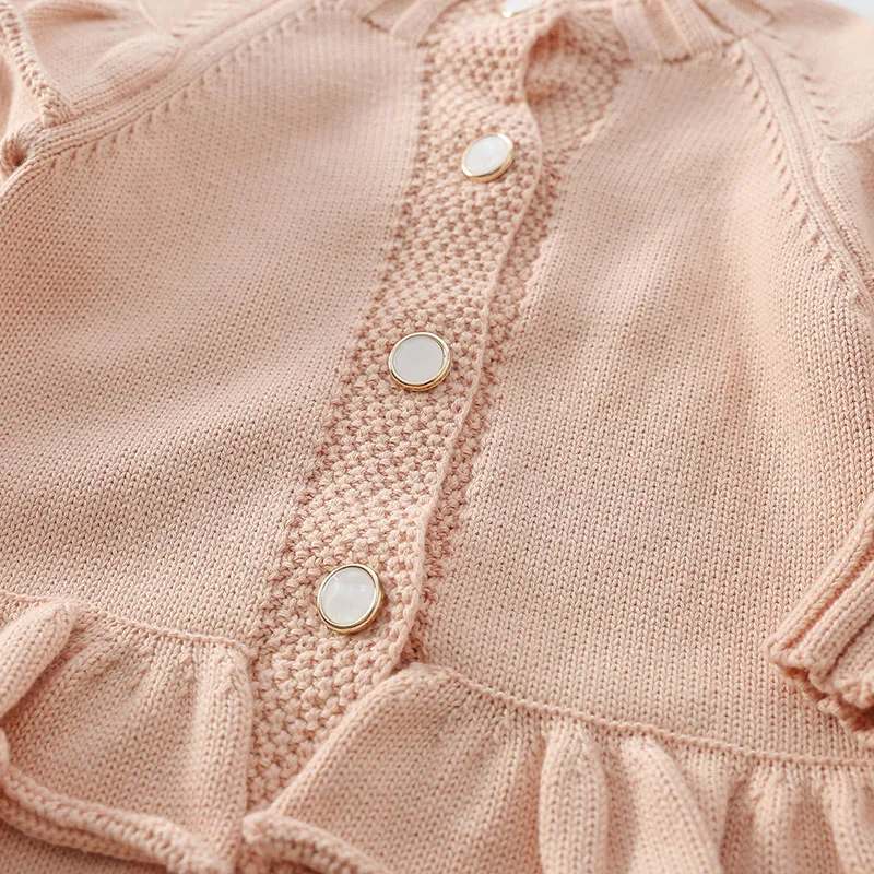 2024 New Autumn Infant Baby Girls Knitting Jumpsuit Long Sleeve Solid Color Korean Style Children Clothes Toddler Baby Bodysuits