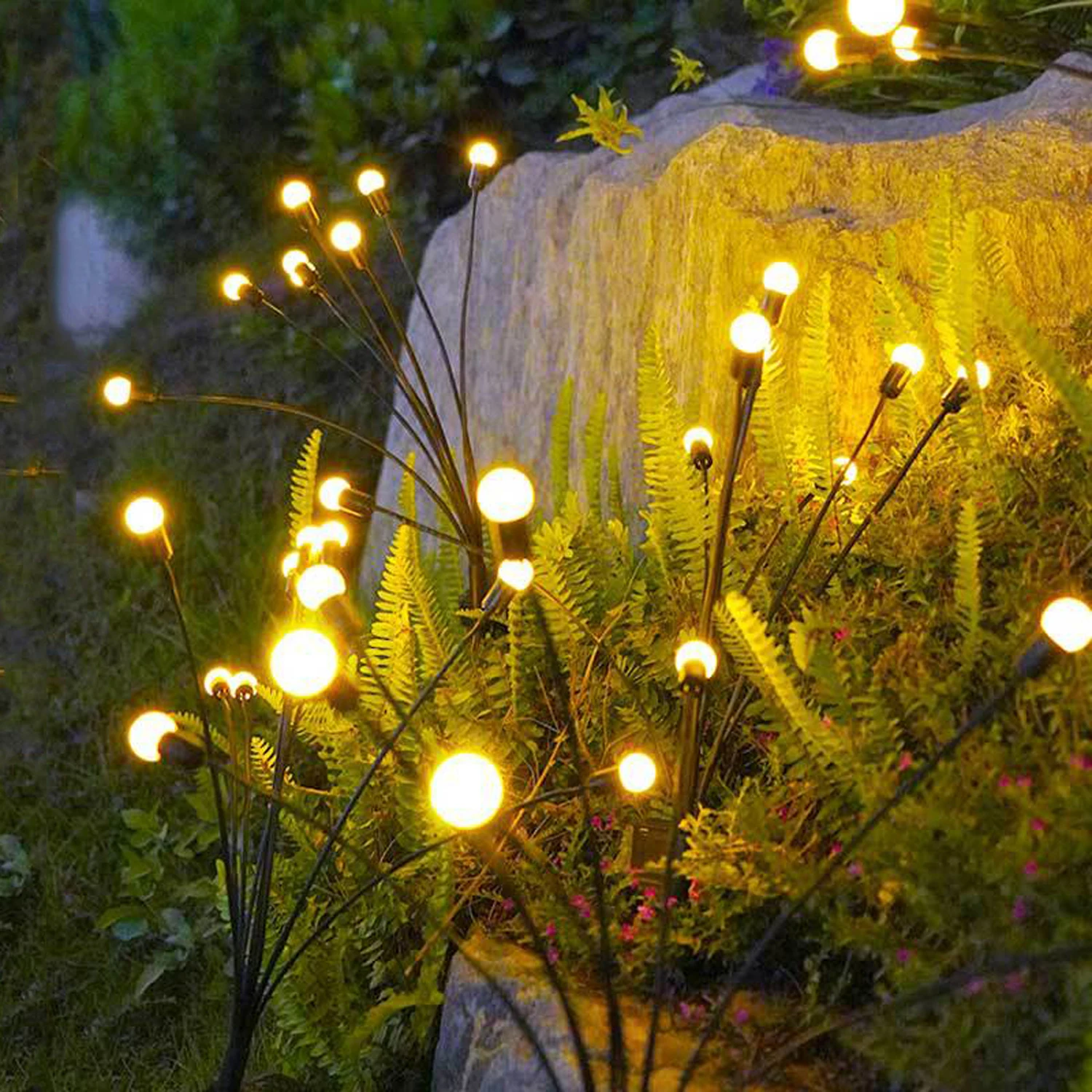 Glowworm Solar Garden Lights-Starburst Swaying Firefly Light Outdoor Decorative Twinkling for Garden