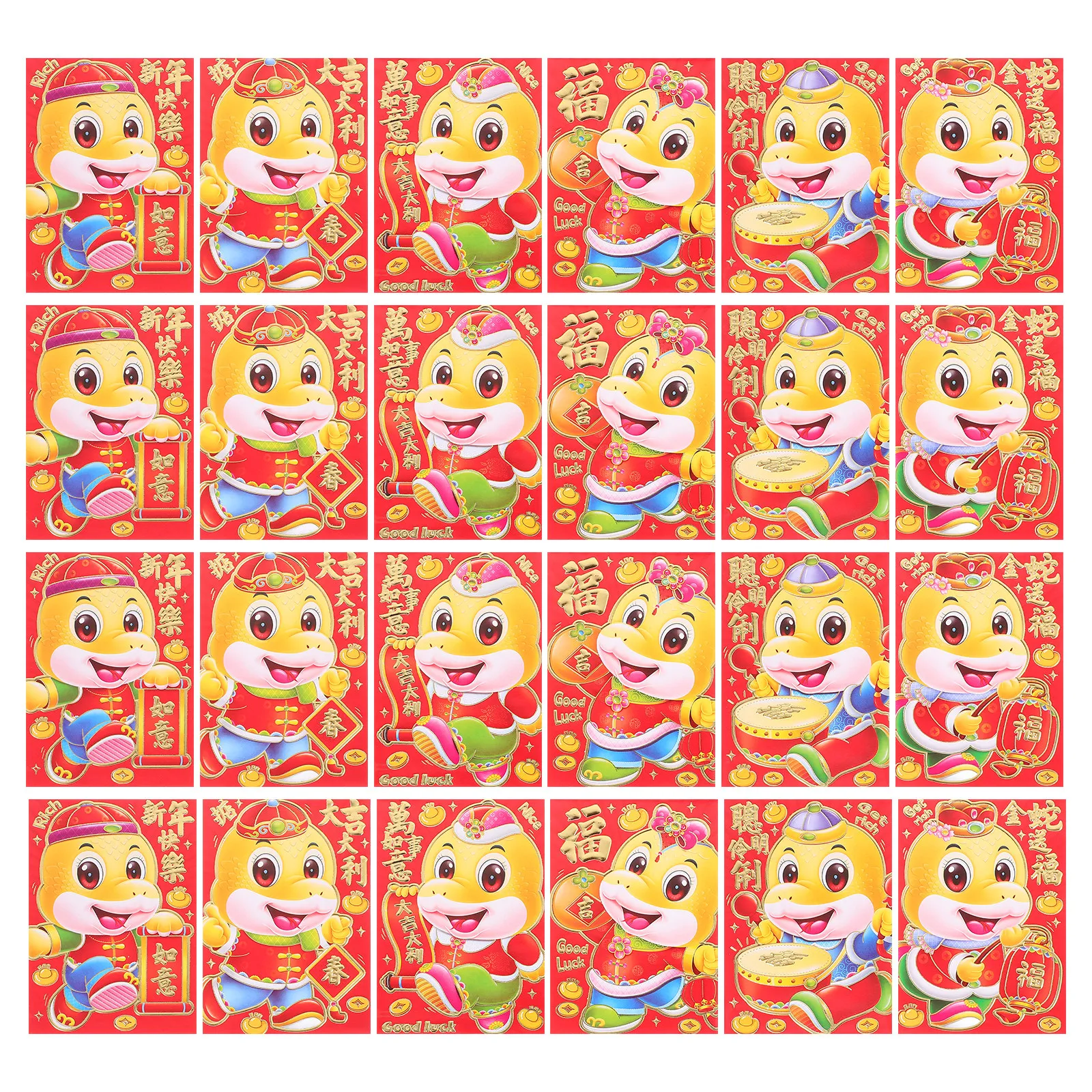 

60Pcs Chinese Red Packets 2025 Year of The Snake Spring Festival Lucky Envelopes Cash Gift Holders New Year Wedding Birthday