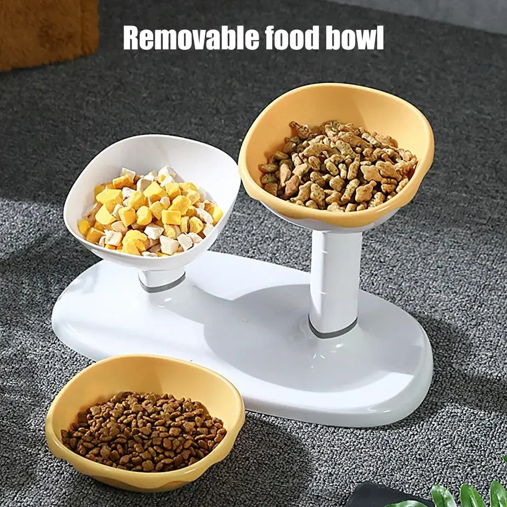 Adjustable cream step-by-step combination bowl new double bowl feeding water pet bowl