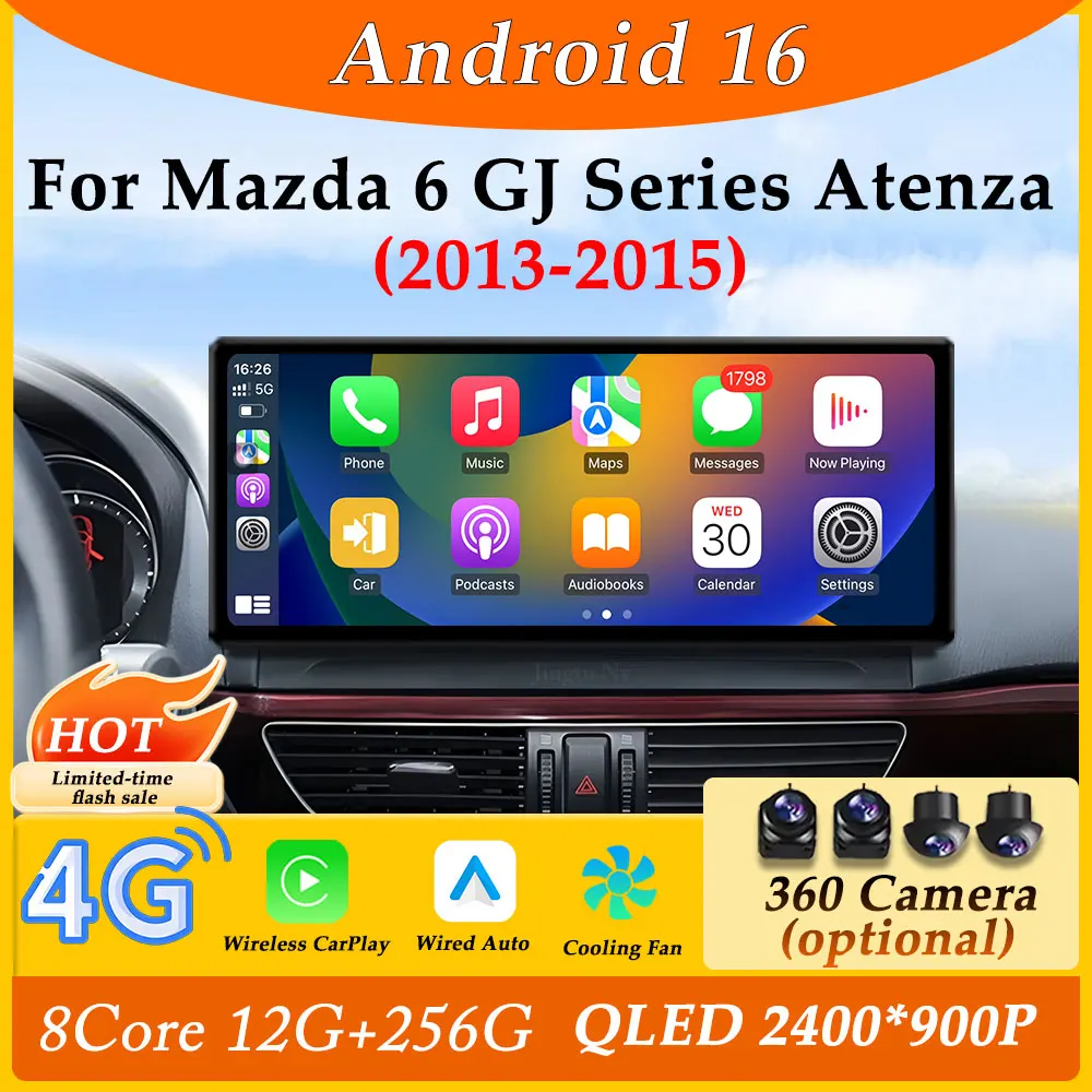 

Для Mazda 6 GJ Series Atenza 2013-2015: DSP-стереосистема с ультратонким экраном, CarPlay, Android, разделенный экран, автомобильное радио, мультимедийный плеер