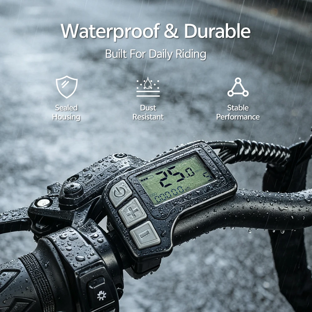 Pantalla LCD para Bicicleta Eléctrica, Accesorios de Pantalla Inteligente para Ebike, Conexión Impermeable de 5 Pines y 22,2 mm, Digital para ChamRider Ebike