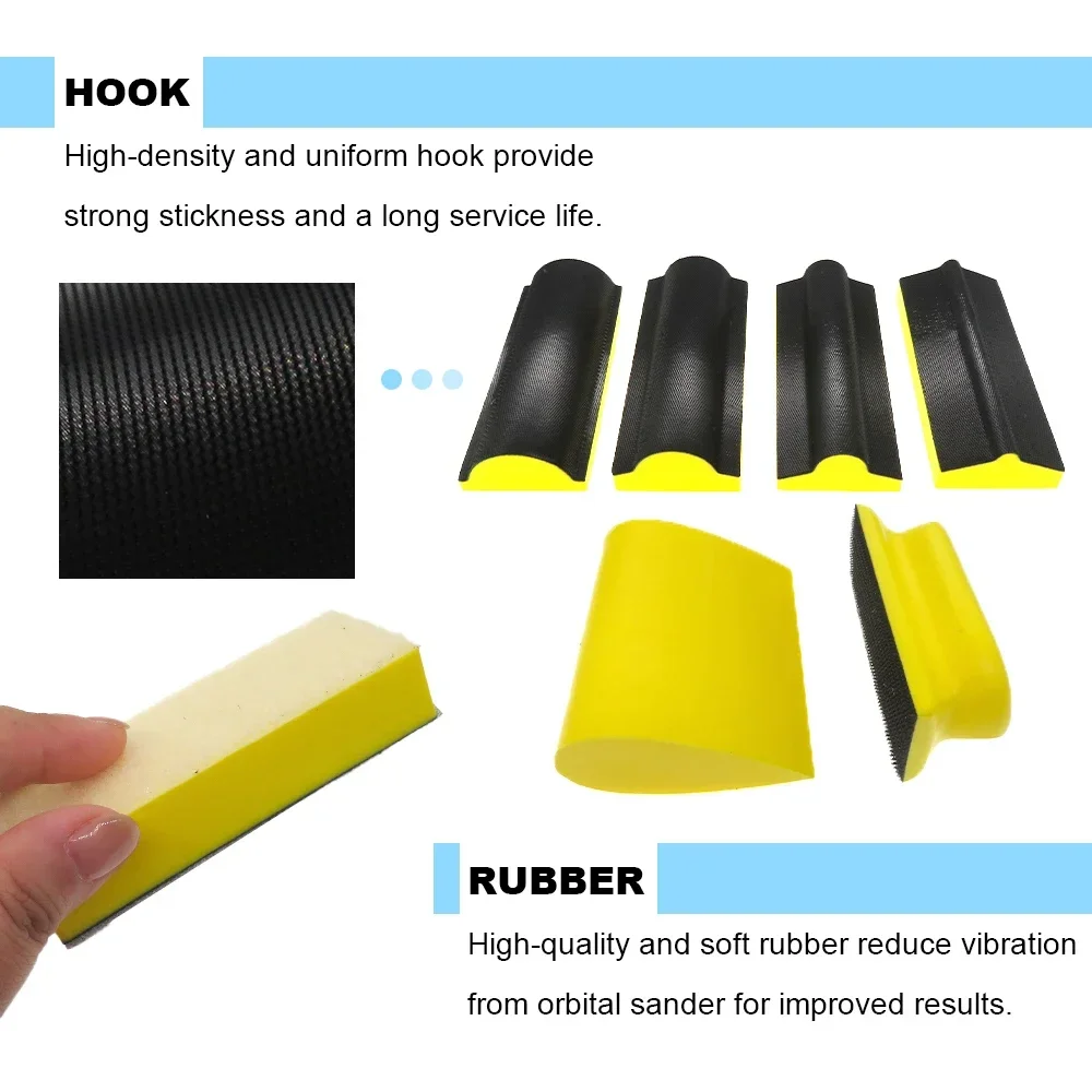 16Pcs Hook and Loop Foam Hand Sander Interchangeable  Wood Woodworking Furniture Auto Paint Contoured Profile Sanding Block Set