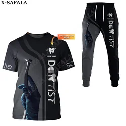 Dental Tools Hosen benutzer definierte Zahnarzt 3D-Druck Jogging hose Zahn Jogger Kurzarm T-Shirt Sport Set Männer T-Shirt Top Combo Set-2