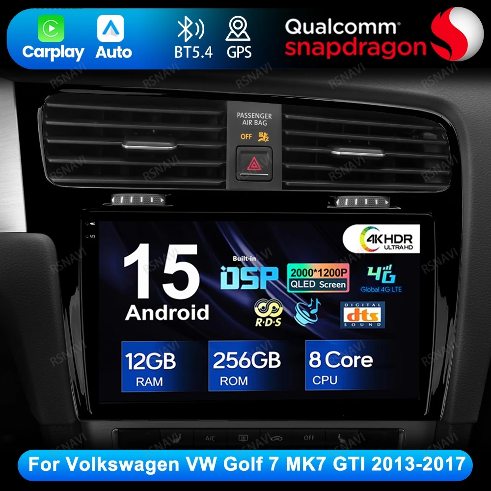 

Android 15 For Volkswagen VW Golf 7 MK7 GTI 2013-2017 GPS Viedo Player 5G WIFI Navigation DSP QLED BT Stereo Car Radio DVD AUTO