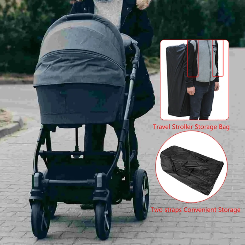 Large Capacity Baby Stroller Storage Bag with Hand Strap Black Dust Cover Organizer Dustproof Stroller Travel Bag For Airplane