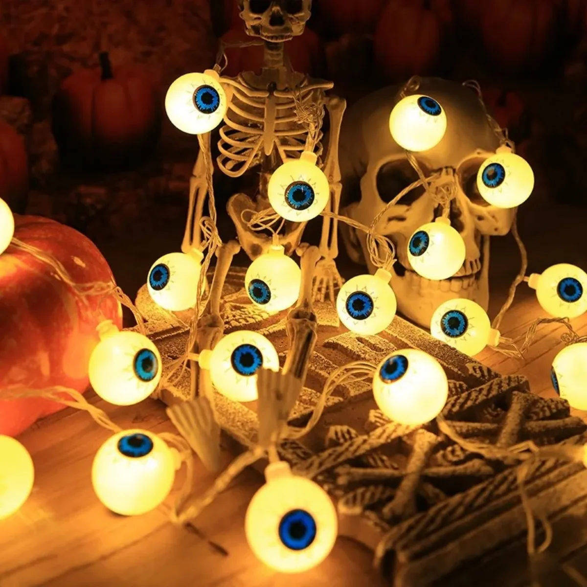 1pc 3M20 LED Thriller Halloween Eyeball  String Light Atmosphere Decorative Lamp Battery Operated Perfect For Home Bedroom Decor