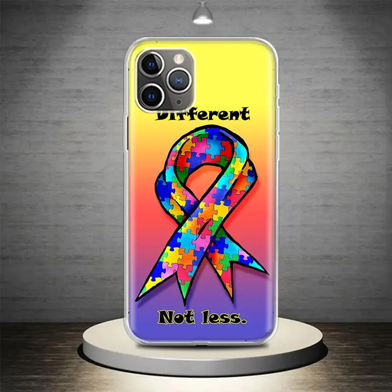 Autism Support Puzzle Phone Case Cover For iPhone 14 13 Pro 11 15 Art 12 XR X XS Max 7 8 6S Plus SE Soft Pattern Coque Funda