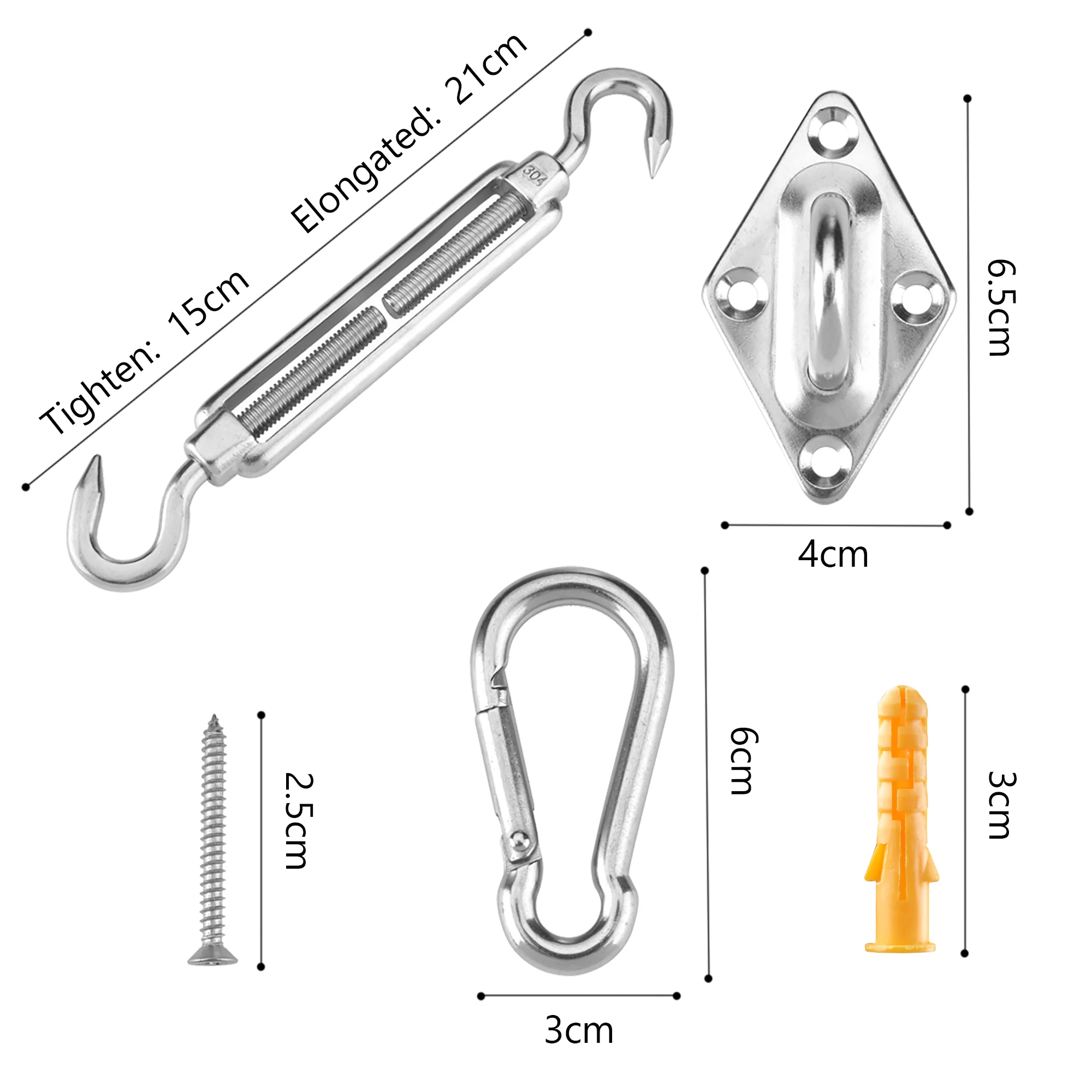 4* Stainless Steel Sun Sail Shade Canopy Fixing Fittings Hardware Accessory Kit 6mm