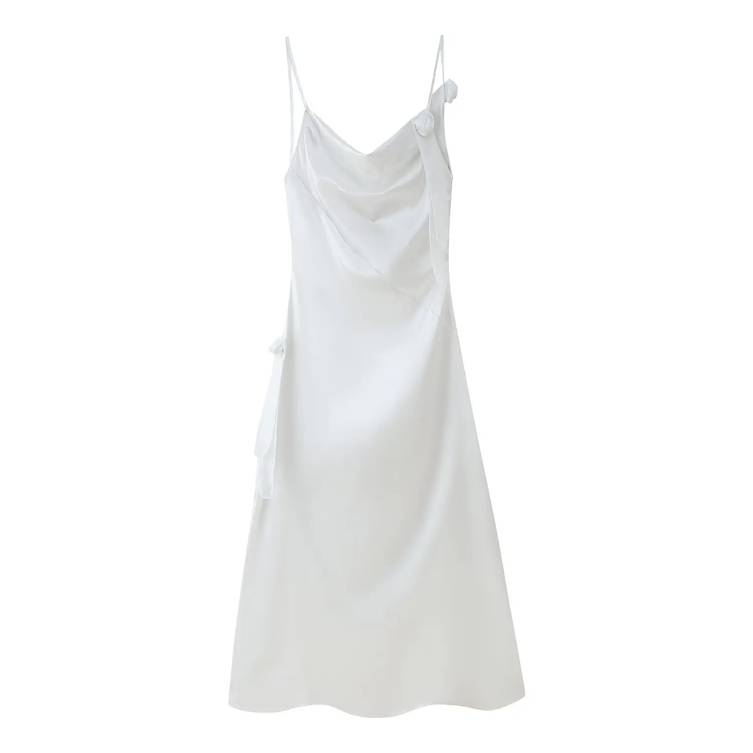 KONDALA Chic White Rose Beach Woman Elegant Long Backless Sleeveless Party Mujer Dress Fashion 2025 Spring Mujer Sexy Vestidos