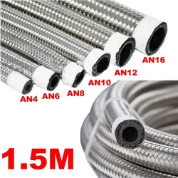 5FT AN4 AN6 AN8 AN10 AN12 AN16 Car Fuel Hose Oil Gas Cooler Hose Line Pipe Tube Stainless Steel Braided Inside CPE Rubber