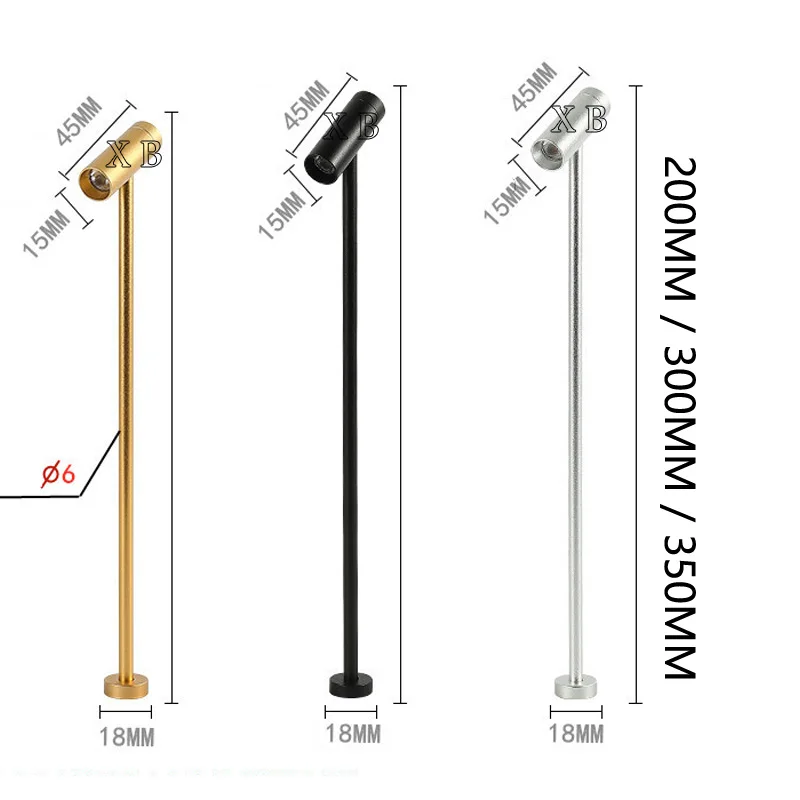 LED Spotlight 3W DC12V Jewelry Display Lamp 20/30/35MM Post Lamp Phone Store Showcase Desktop Lights Rotatable 220V Upright Lamp
