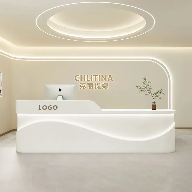 

Customizable Cabinet Reception Desk Office Luxury Modern Beauty Front Desk Salon Store Bureau Meuble Hotel Reception Furnitures