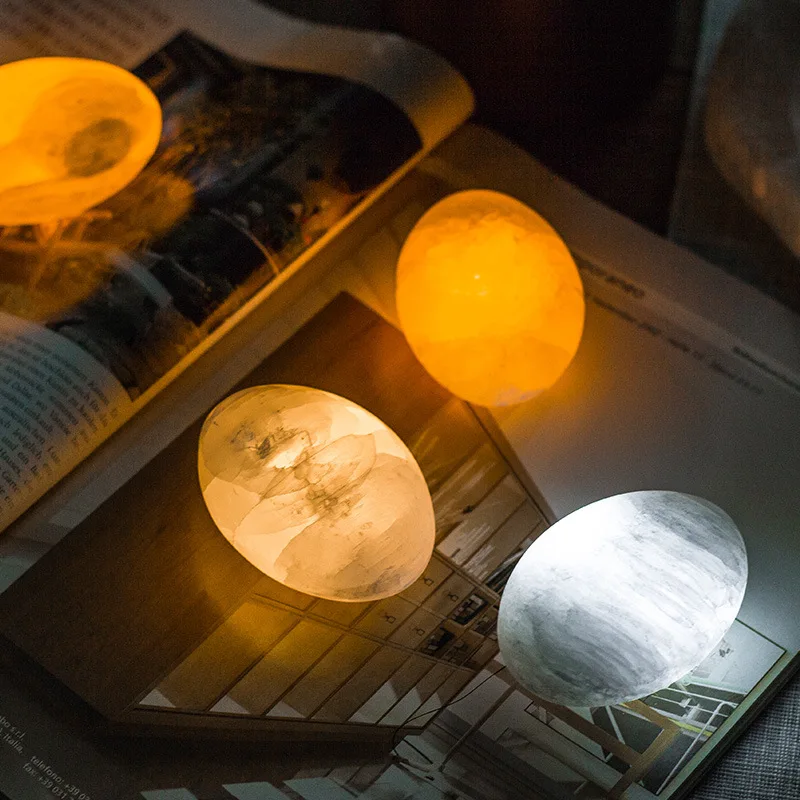 Natural Gypsum Crystal Night Light - Mini LED Bedside Lamp with Touch Control, Ins Style Sleeping Atmosphere Light