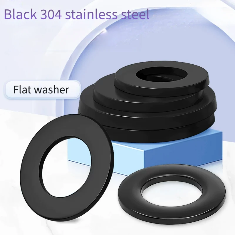 Black 8.8 grade flat washer GB97 flat washer, metal, enlarged and thickened, screw round spacer M2 M3 M4