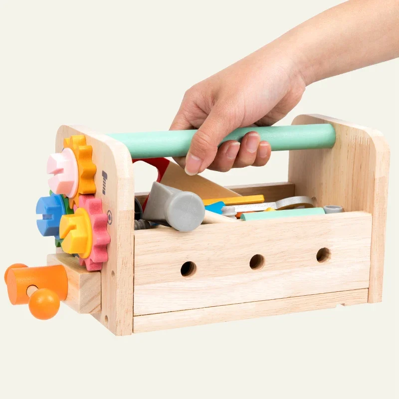 Houten gereedschapsset voor kinderen Montessori werkbankconstructie Educatief speelgoed voor kerstverjaardagscadeaus voor jongens