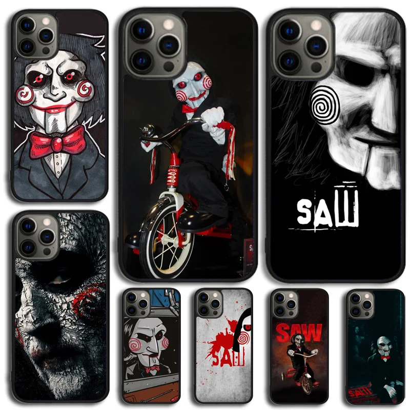 Saw Jigsaw Killer Horror Phone Case For iPhone 14 15 16 13 12 Mini Cover For Apple iPhone 11 Pro Max 6 8 7 Plus SE2020 Coque