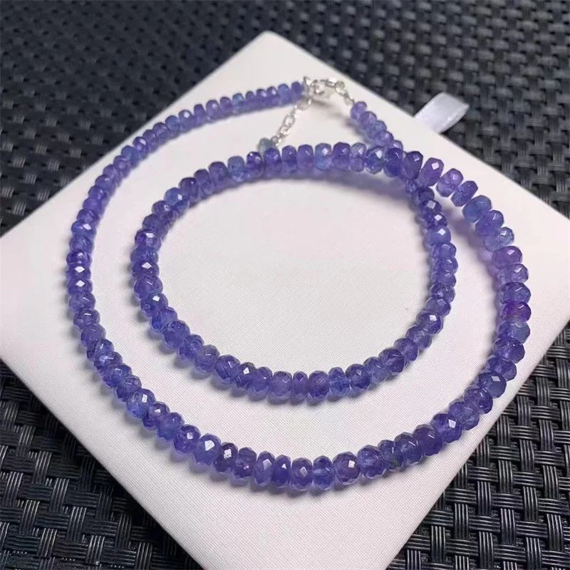 Natural Tanzanite Triple Circle Bracelet Handmade Fortune Energy Bangle Mineral Woman Amulet Jewelry Gift 1PCS 4.5-6mm