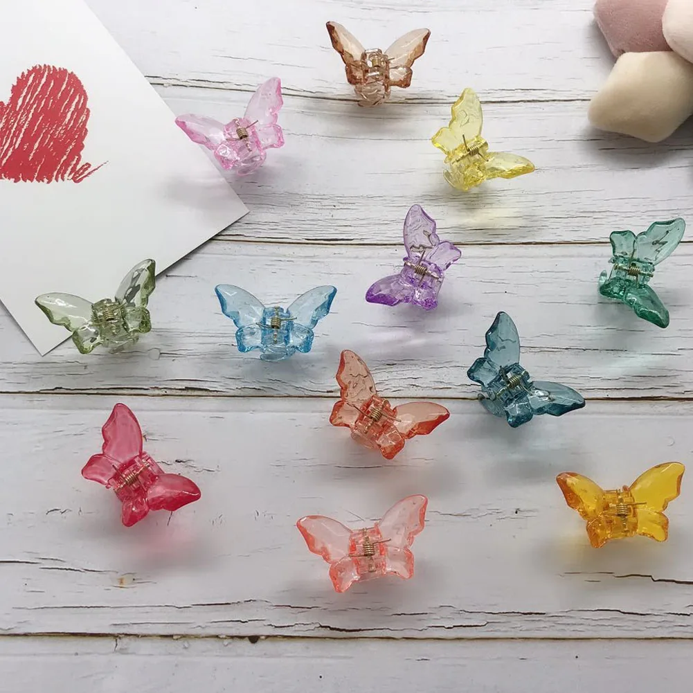 12 Colors Mini Butterfly Hair Claw Crab Clips Headwear 1PC Korean Style Women Girls Fashion Transparent Butterfly Hair Claw