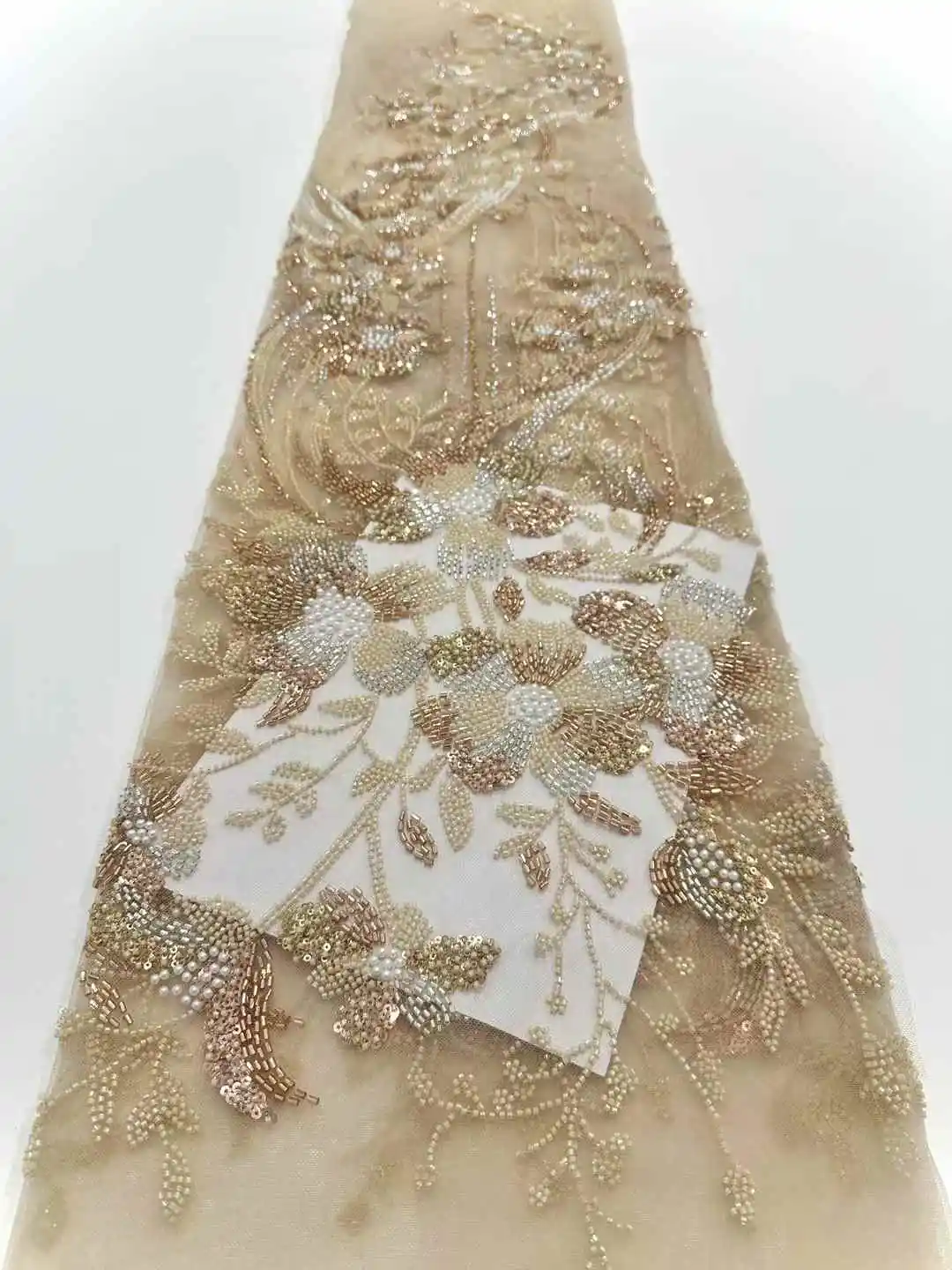 

Beaded Lace Fabric gold Luxury Nigerian Lace Fabric 2025 High Quality Lace Sequins African Lace Fabric For Wedding Party Dress