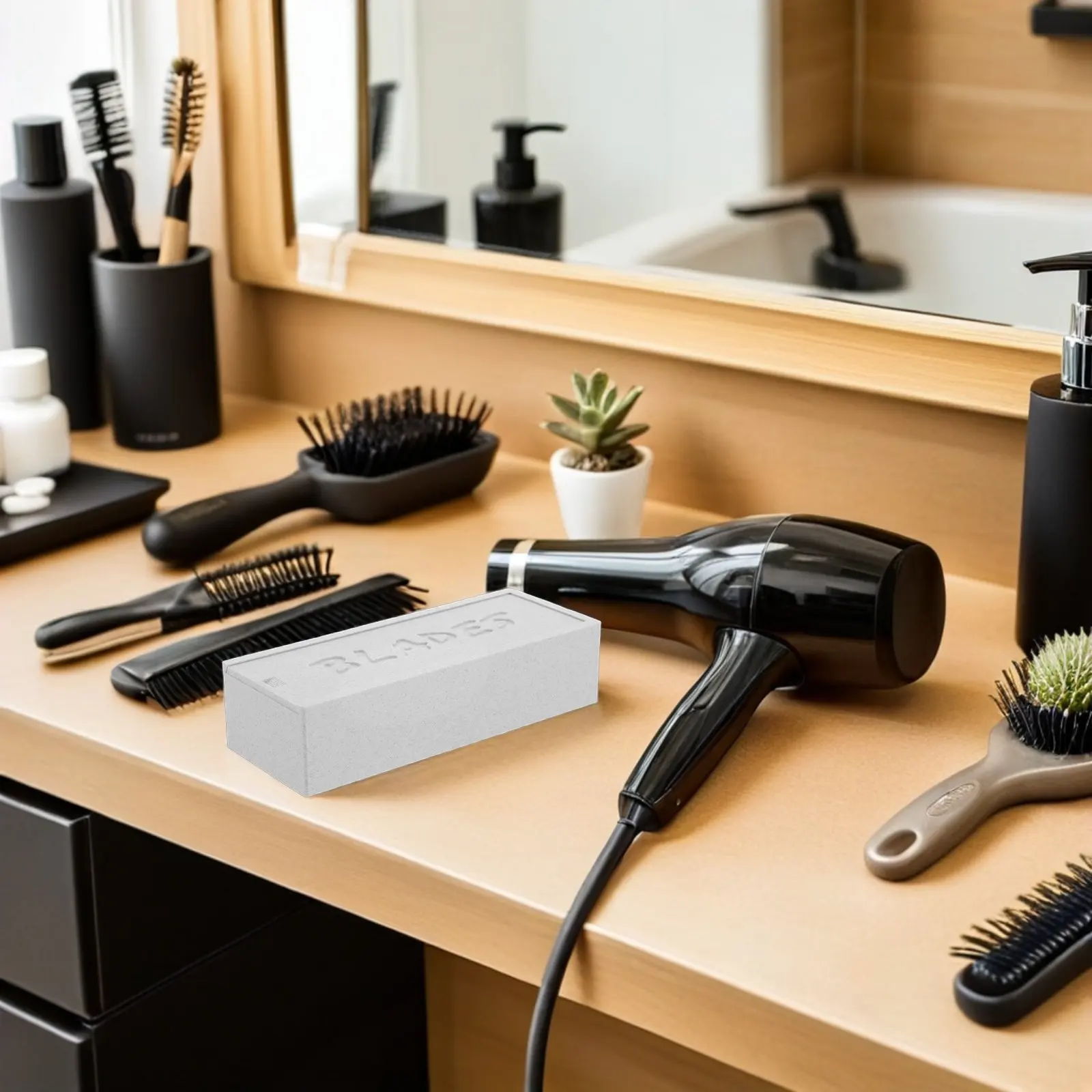 Clipper Blade Storage Case Double Compartment Brown Plastic Organizer for Barber Home Grooming Accessories