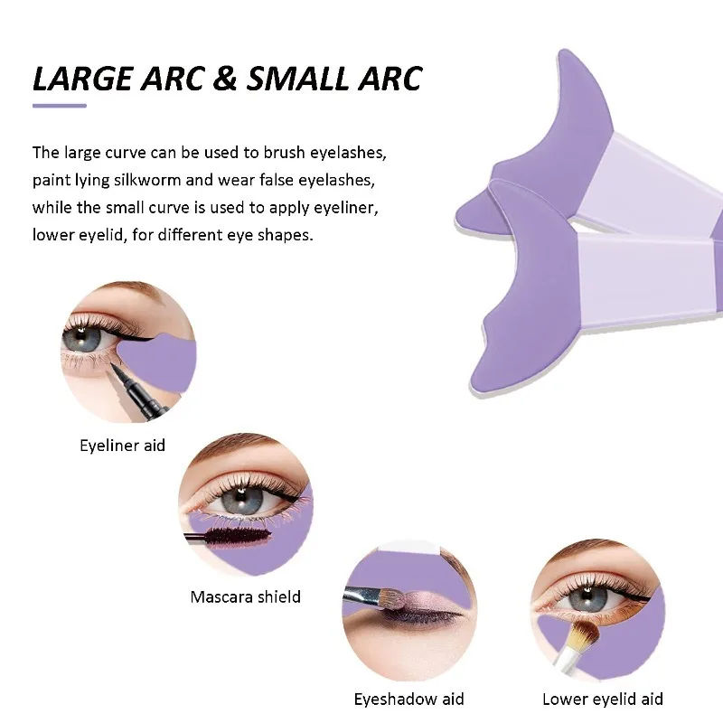 4Pc Reusable Silicone Eyeliner Aid Mascara Shield Eyeliner Eyelash Eyeshadow Lipstick Applicator Multifunctional Eye Makeup Tool view 2