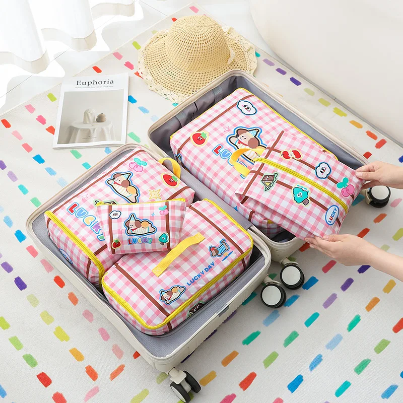 Cute Travel Storage Bag Large Capacity Waterproof Cartoon Portable Clothes Underwear Shoes Luggage Storage Bag With Zipper