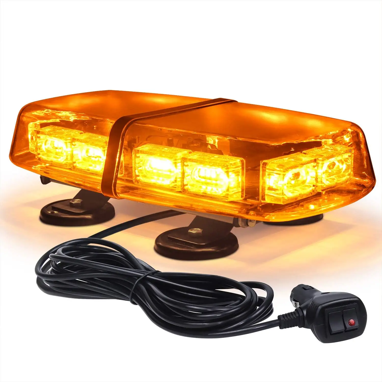 

72 LED Rooftop Strobe Lights - High Intensity Emergency Warning Safety Light with 4 Strong Magnets for 12-24V Trucks (Amber)