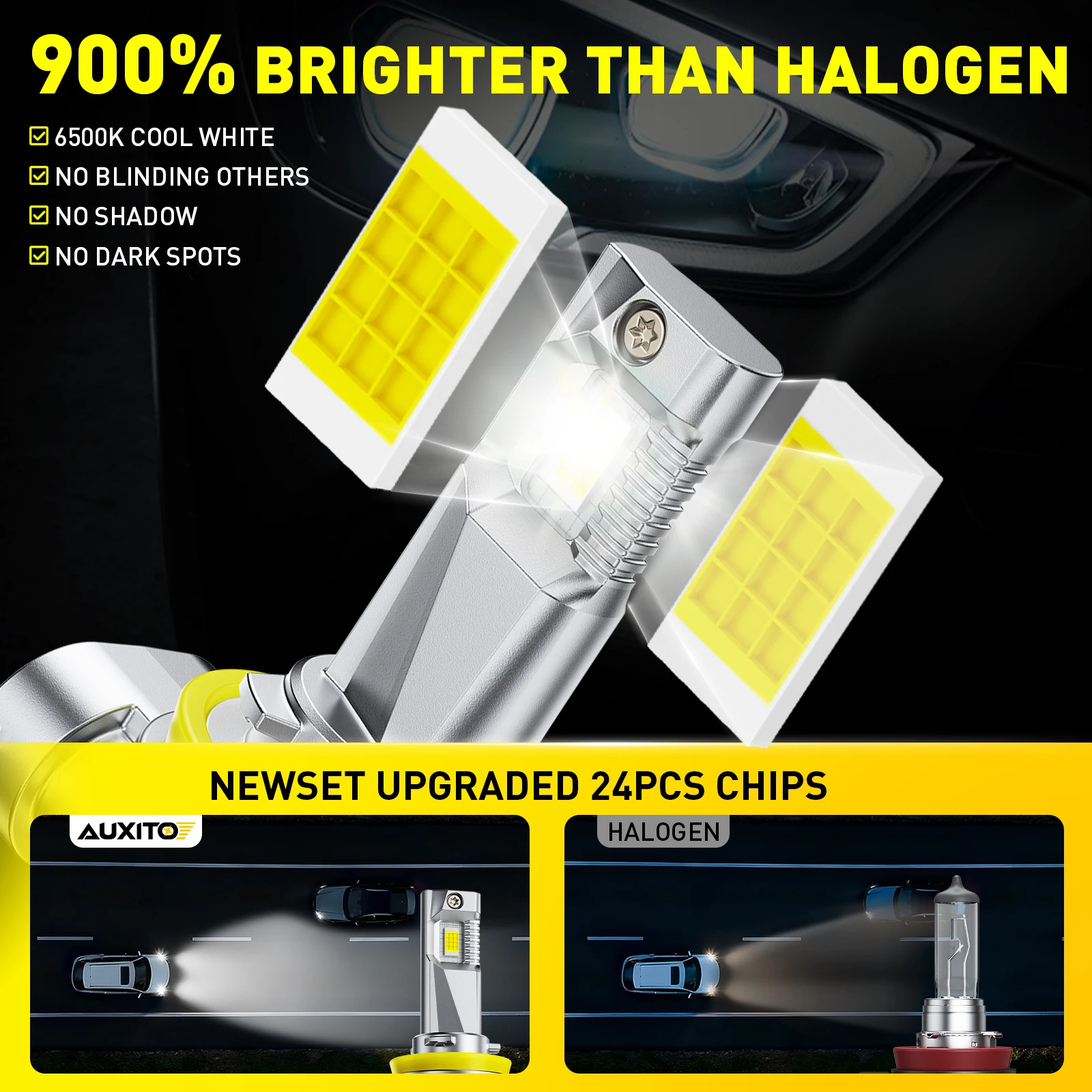 AUXITO 2Pcs 12000LM H11 H8 H9  - Led Headlight 6500K White 12000Lm ulasan dan harga