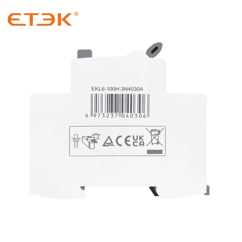 ETEK EKL6 30ma RCD RCCB 2 hýl typ A 10KA 3P+N 4P 40A stejnosměrný 230V electromechanic zbytkové proud obvodový jistič protékání curren