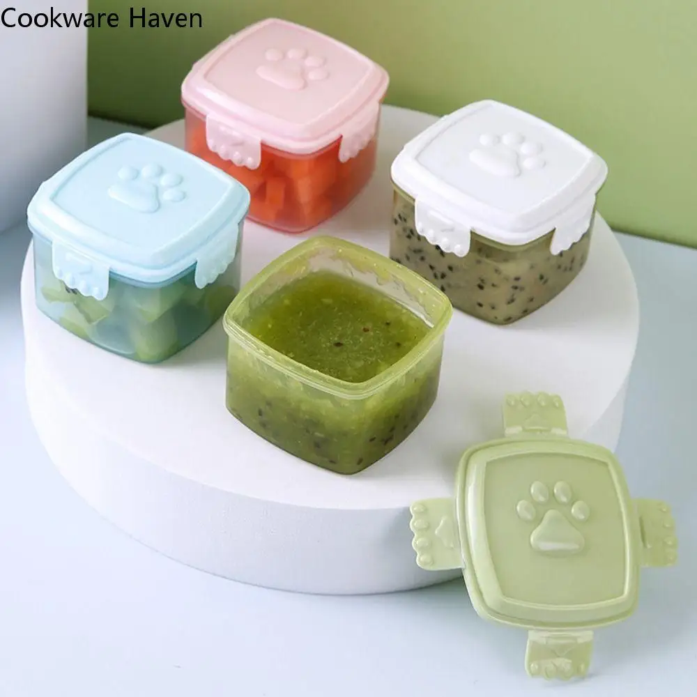 

Lunch Box Accessories Plastic Sauce Box Round/square Sealed Crisper Box Cat Paw Pattern Lid Sauce Container Outdoor