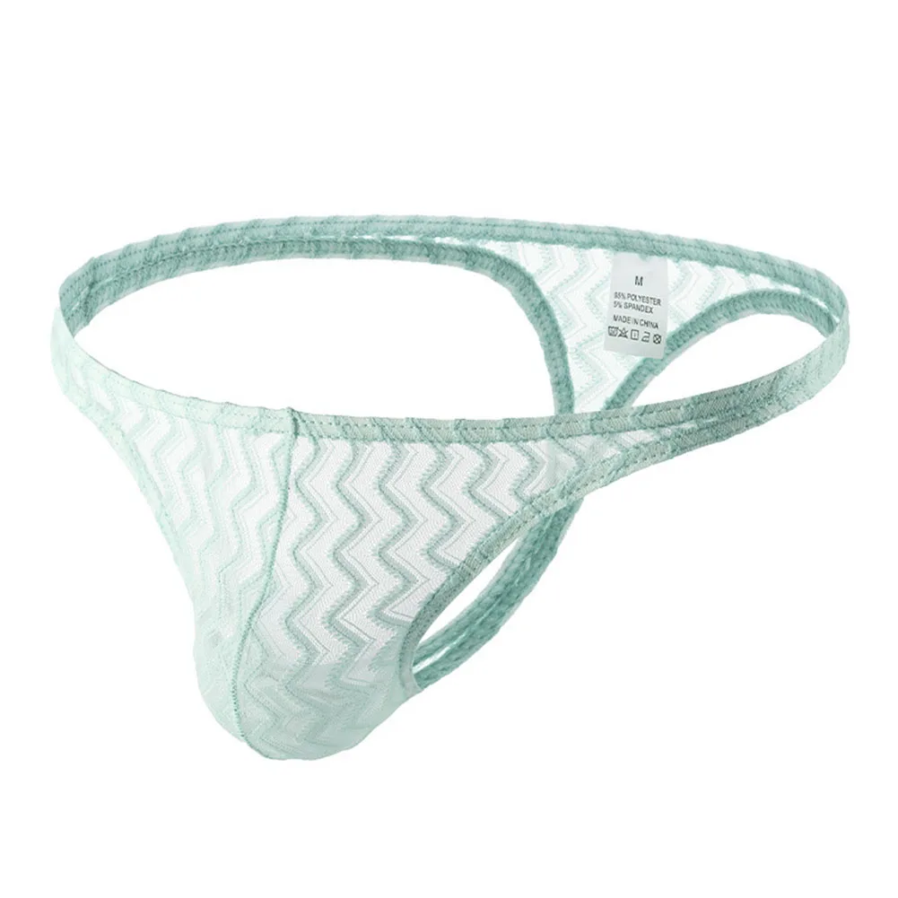 Men Sexy U Convex Pouch Thong Panties Ultra Thin Mesh Transparent T-back Underpants Low Waist Breathable Underwear Bikini