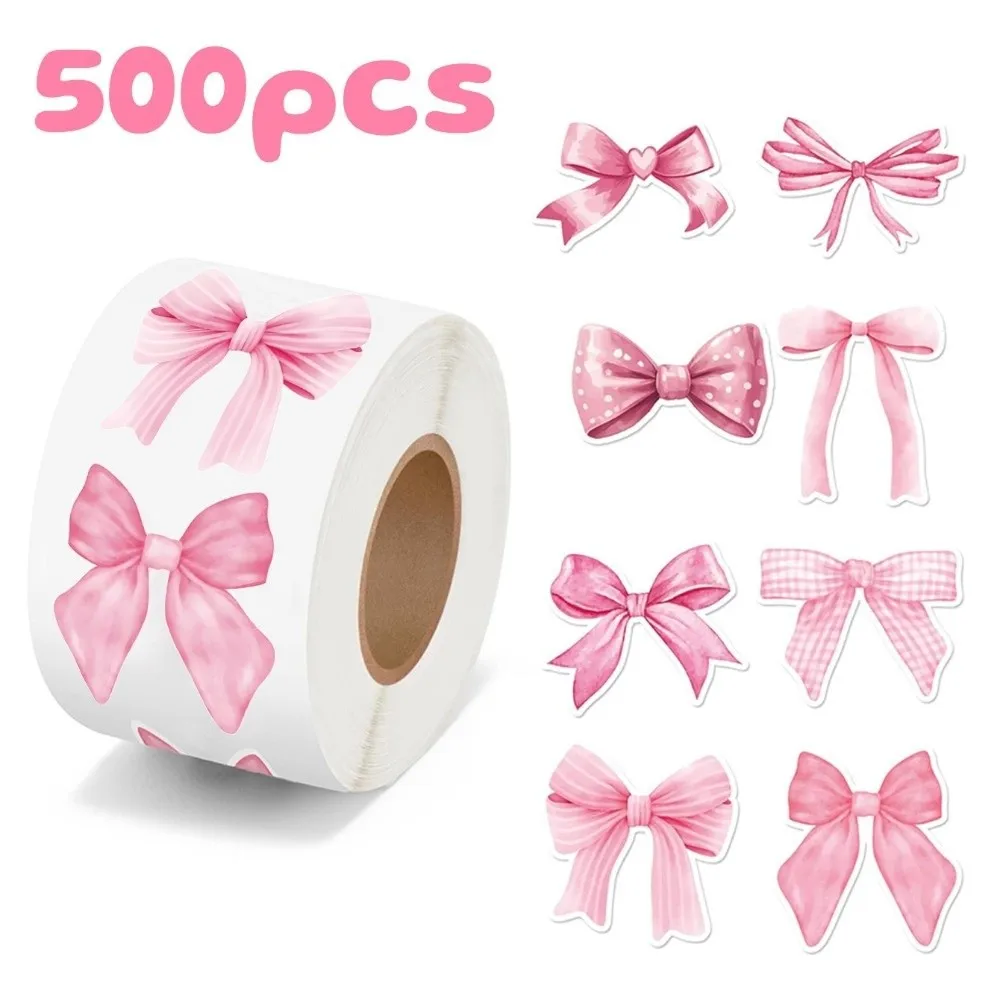 

500Pcs/Roll Cute Cartoon Bow Seal Stickers Adhesive Stationery Sticker Bowknot Sticker Packaging Stickers Packaging Decoration