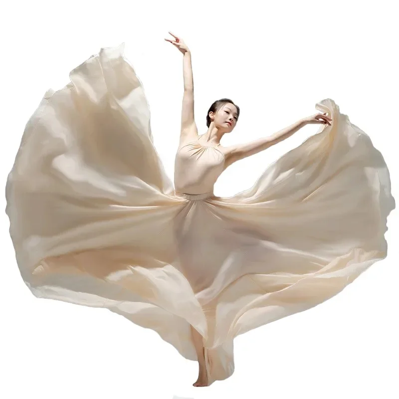 720 gradi Flamenco Costume danza del ventre gonna a pendolo elegante gonna da spiaggia 17 colori Stage Evening Party gonne lunghe in Chiffon