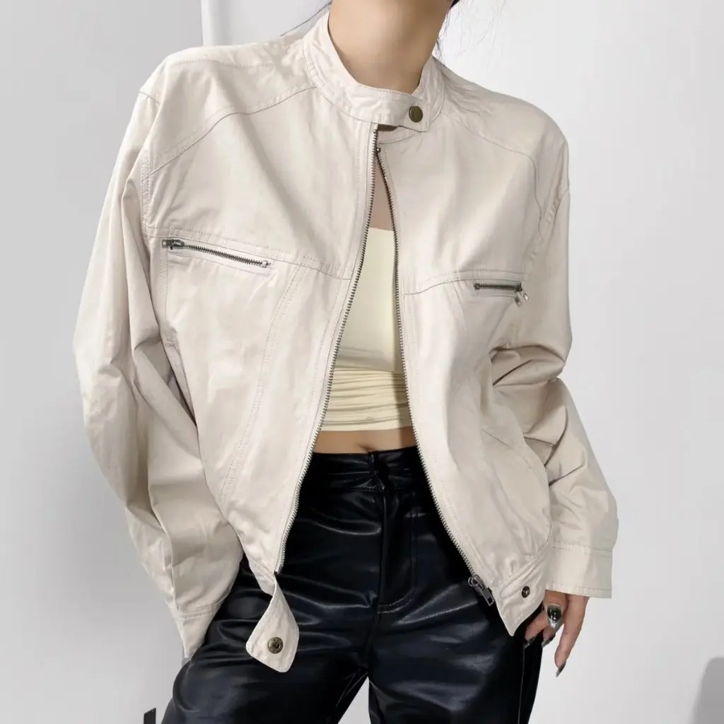 

Women's Casual Zipper Jacket European American INS Hot Girl Functional Style Workwear Loose Slimming Autumn Fashion Top
