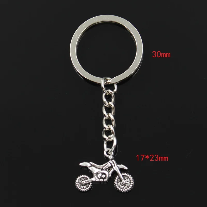 Fashion 30mm Key Ring Metal Key Chain Keychain Jewelry Antique Silver Color Plated Motorcycle Motorcross 17x23mm Pendant