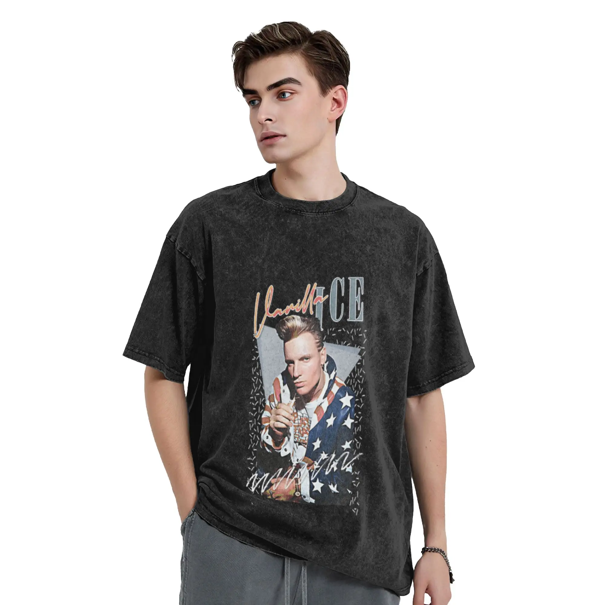 Vanilla Ice 90s Aesthetic Fan Art Design Unique Trendy A Washed T Shirt Men's Women's Oversized Cotton Tees Tops