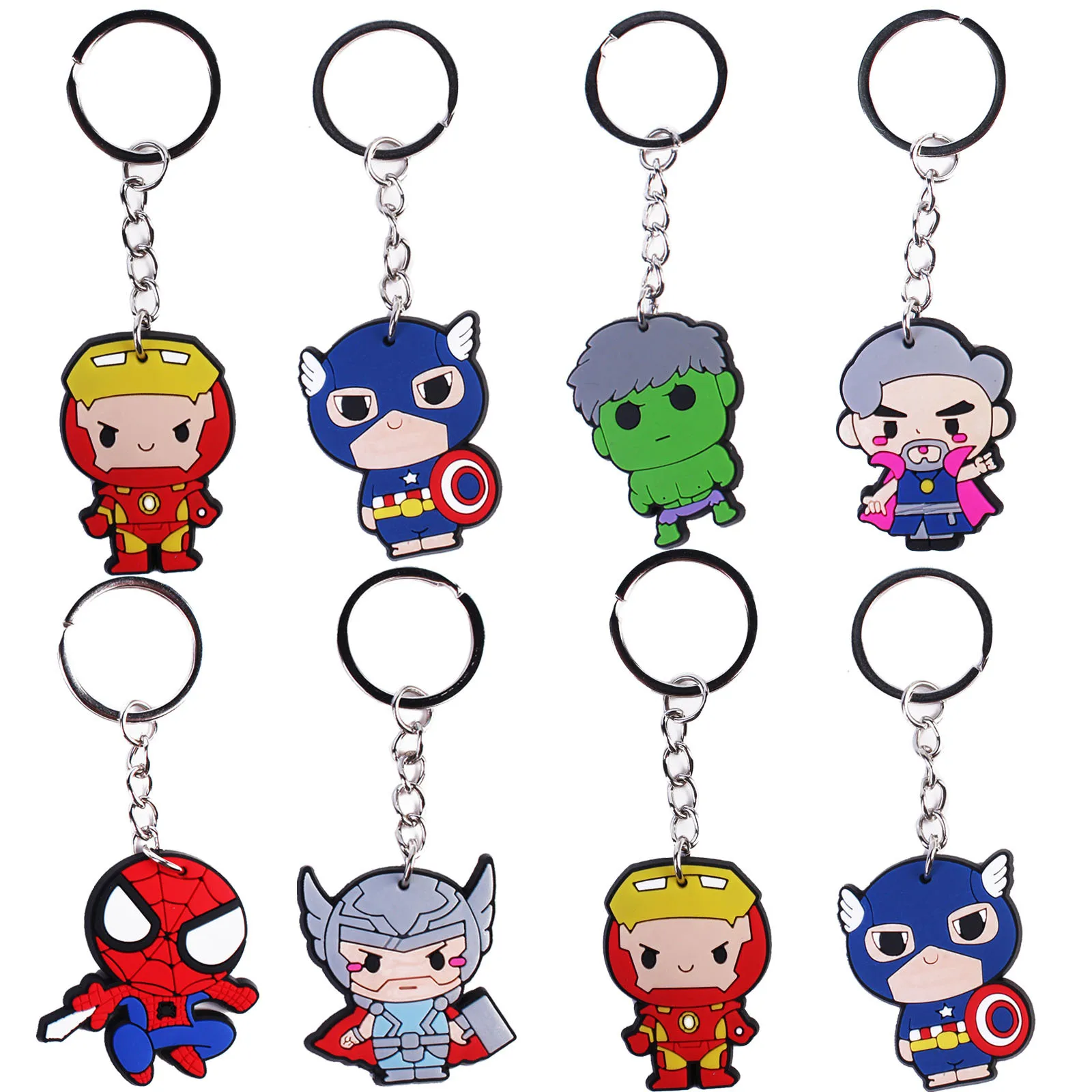 The Avengers Anime Key Chain Cartoon Character,PVC Keychain,Backpack Pendant,Children's Accessories,Children's Birthday Gifts