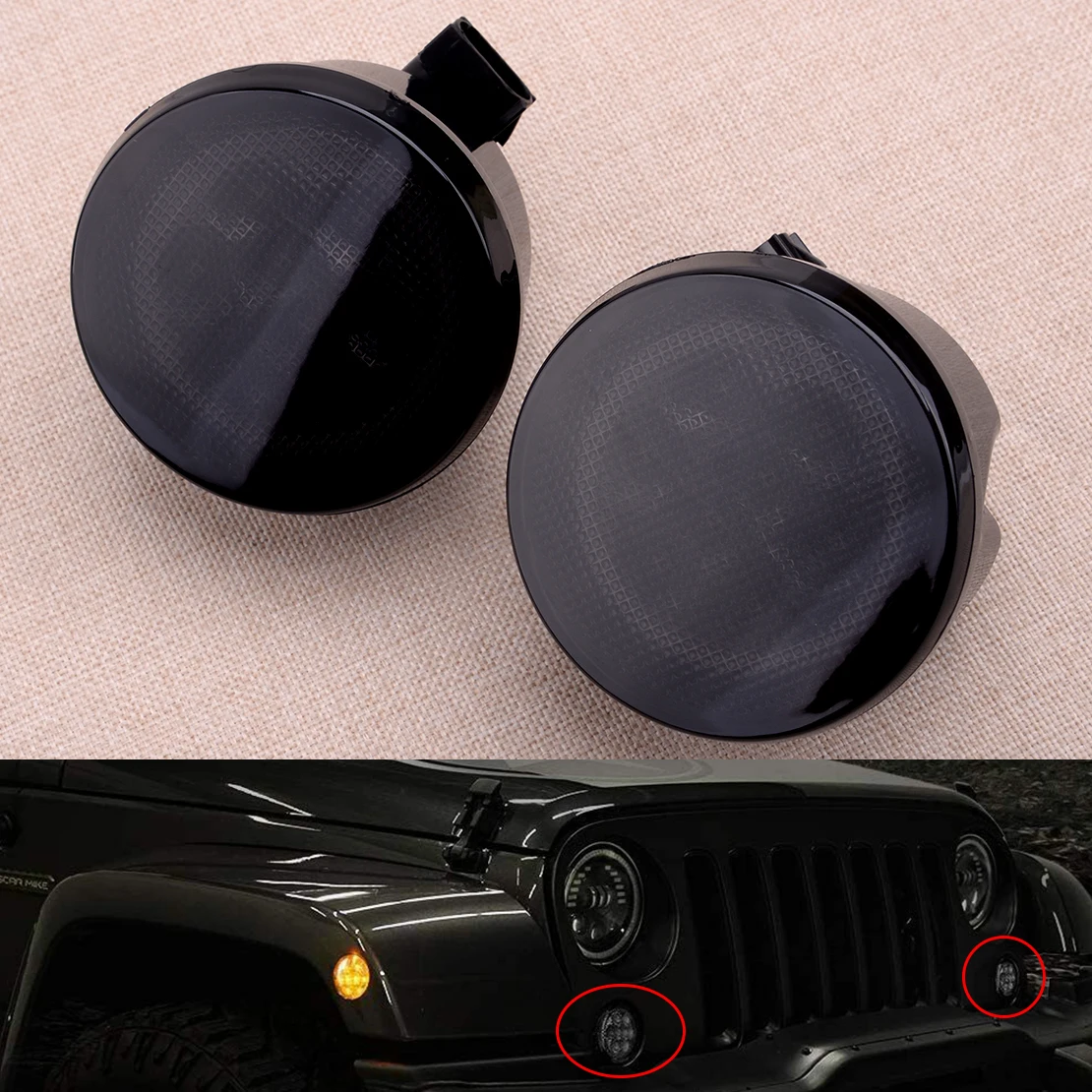 

2 шт. дымчатая светодиодная лампа указателя поворота, подходит для Jeep Wrangler JK 2007-2015