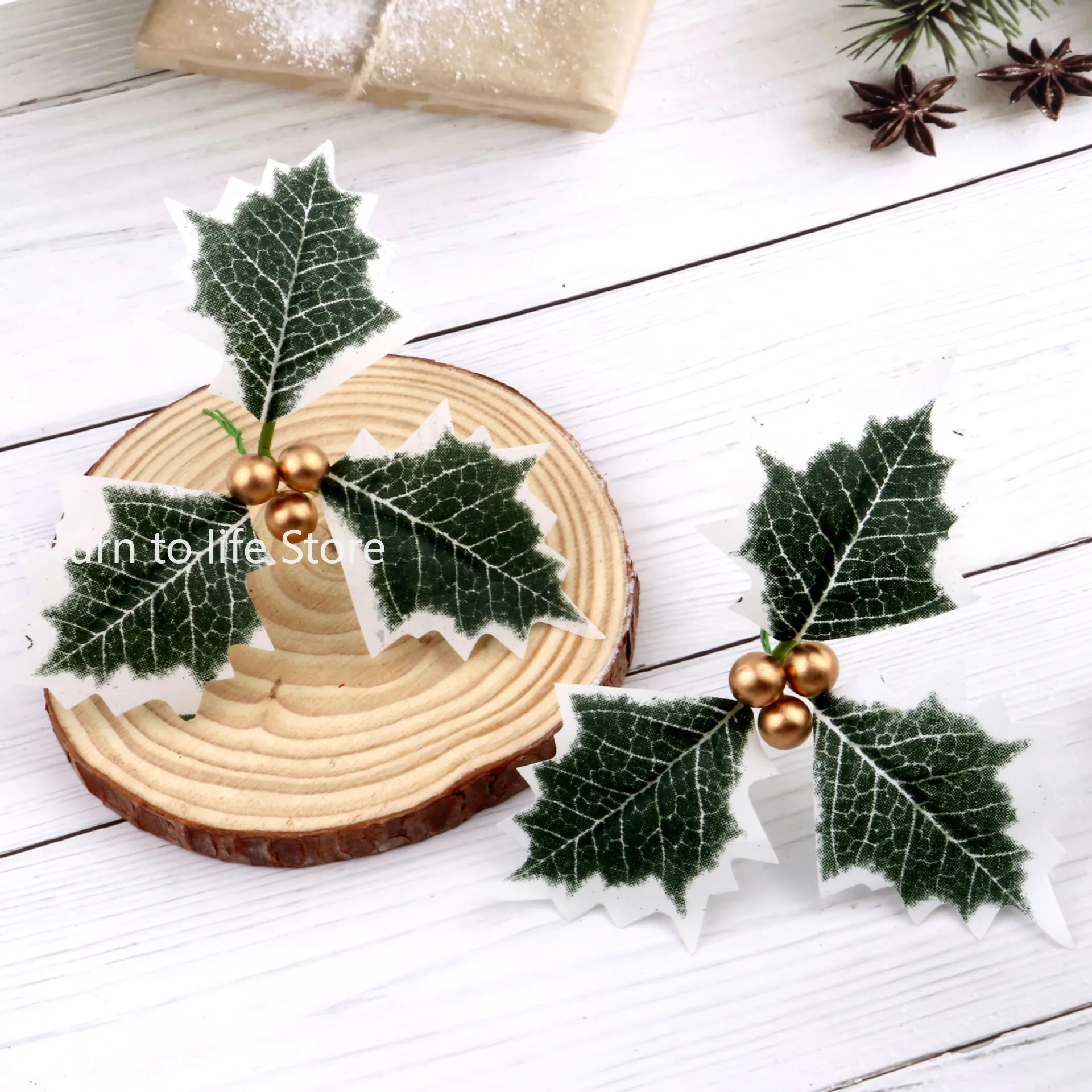 Artificial Holly Berries with Leaves for Christmas Wreath Flower Arrangement Gift Scrapbooking Decor Navidad 2025