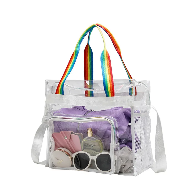 

New Transparent PVC Handbag Fitness Storage Bag Summer Large-capacity PVC Waterproof Swimming Beach Bag