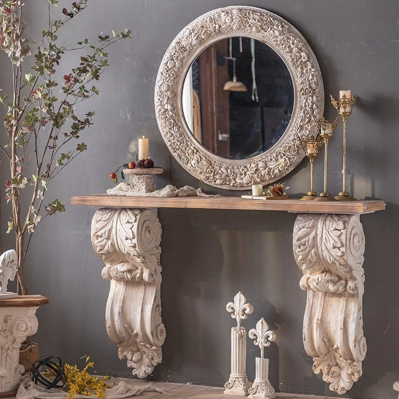 Villa entry Roman column decoration porch table Flower shop Bistro wall table Bar table
