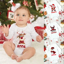 Personalised Christmas Baby Bodysuit Custom Name Infant Outfit Clothes Boy Girl Holiday Party Jumpsuit Deer Santa Newborn Romper