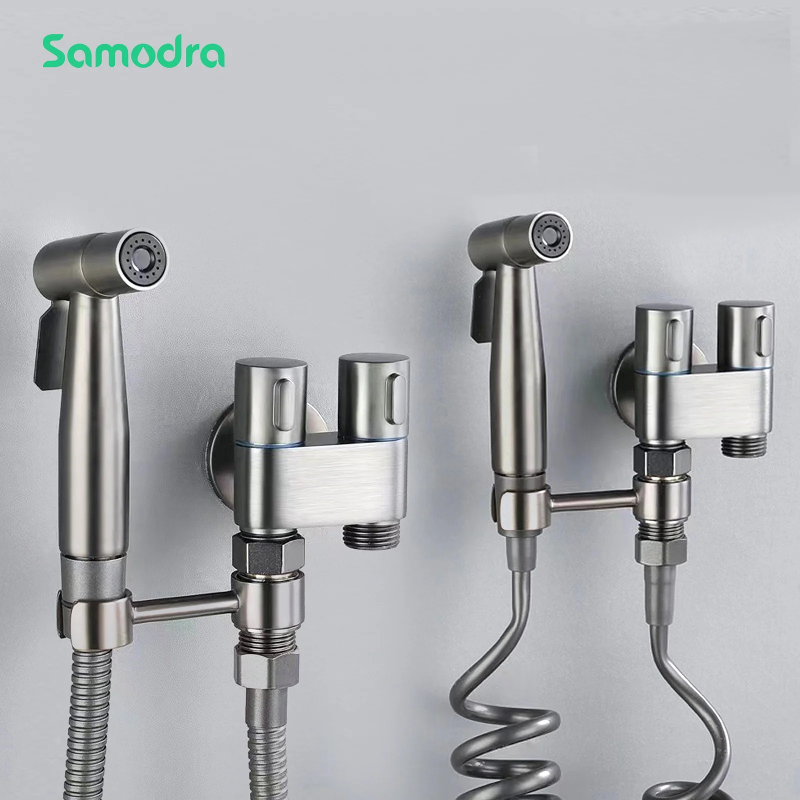 

Samodra Handheld Bidet Toilet Sprayer Set High Pressure Stainless Steel Wall Mounted Toilet Bidet Sprayer with Brass Valve