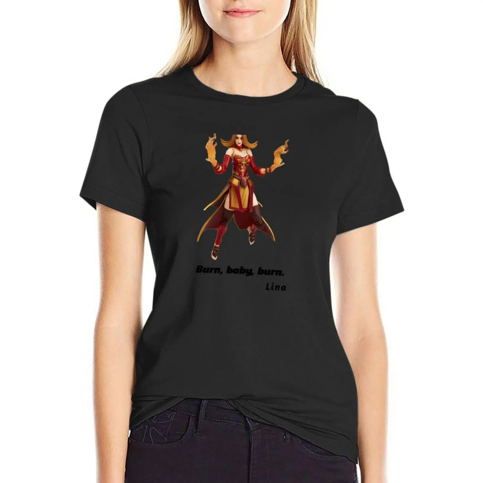 

Burn, Baby, Burn: Lina T-Shirt anime clothes Female clothing Women tops