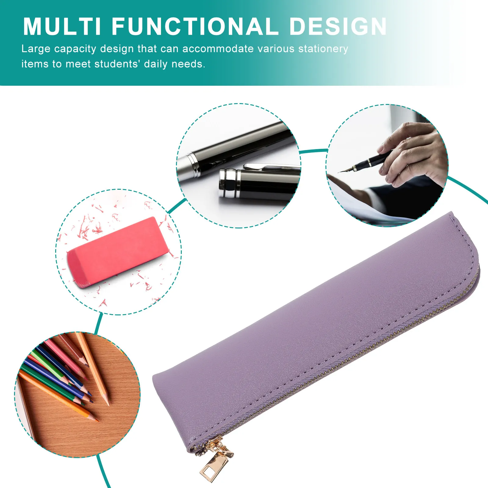 Retro Vintage Pencil Case – Large Capacity PU Zipper Pouch for Students & Adults, Multi-Functional Organizer