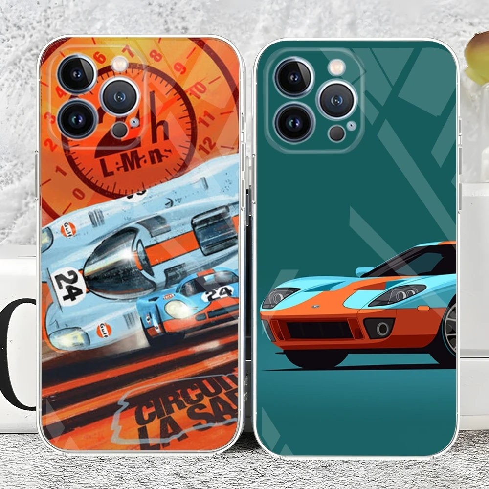 Car Painting racing G-ulfes phone case For iPhone 15 14 16 12 13 11 Pro Max Mini X XR non-slip XS 7 8 Plus hot transparent cover